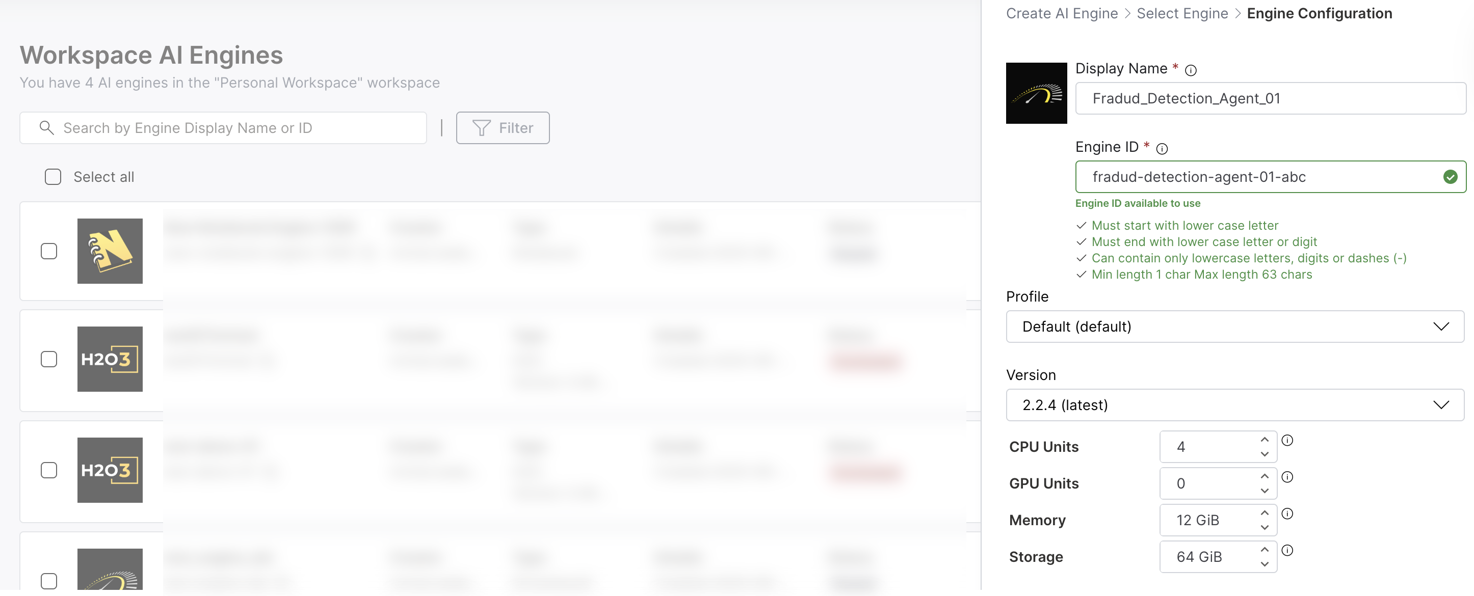 Engine Configuration - Display Name and ID settings