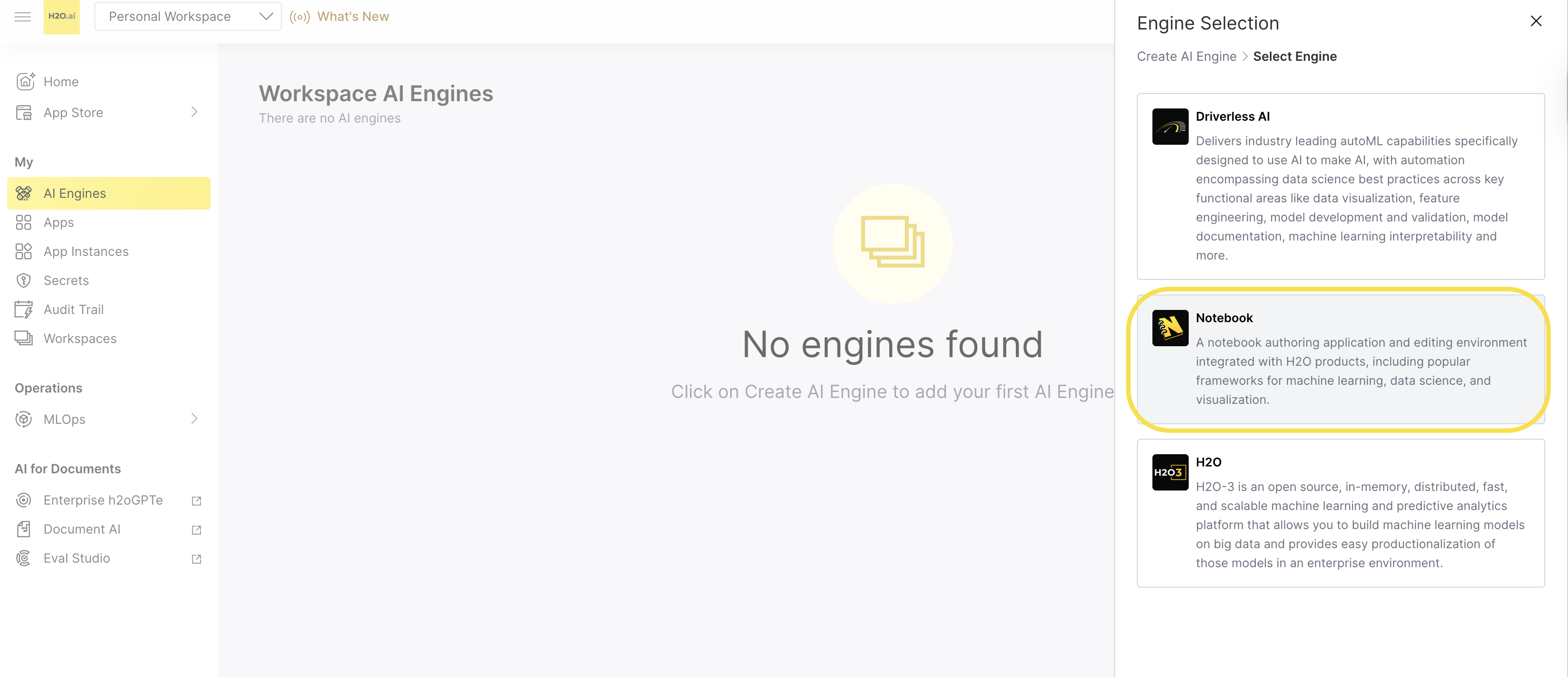 select notebook engine