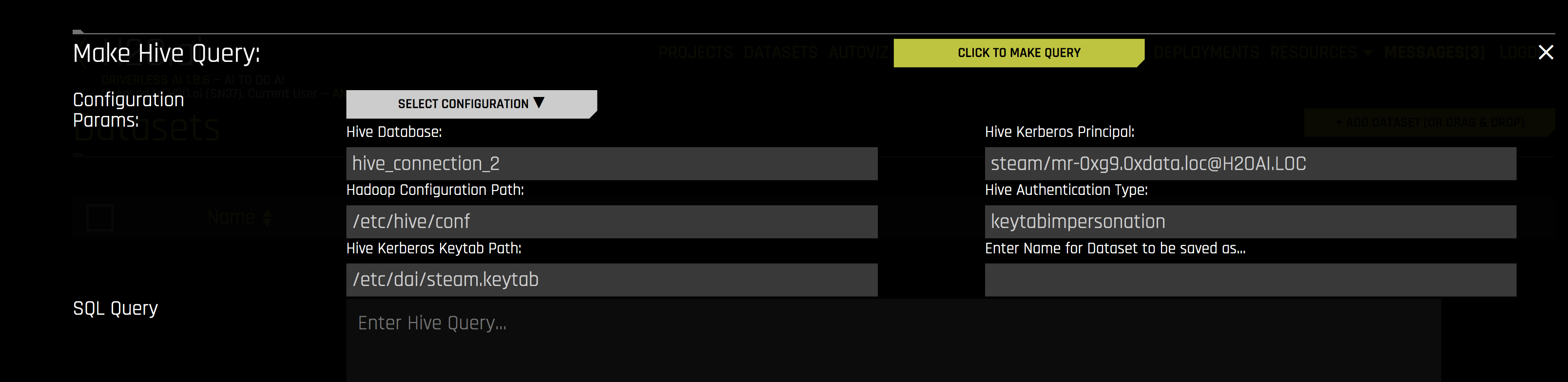 Configure Hive query