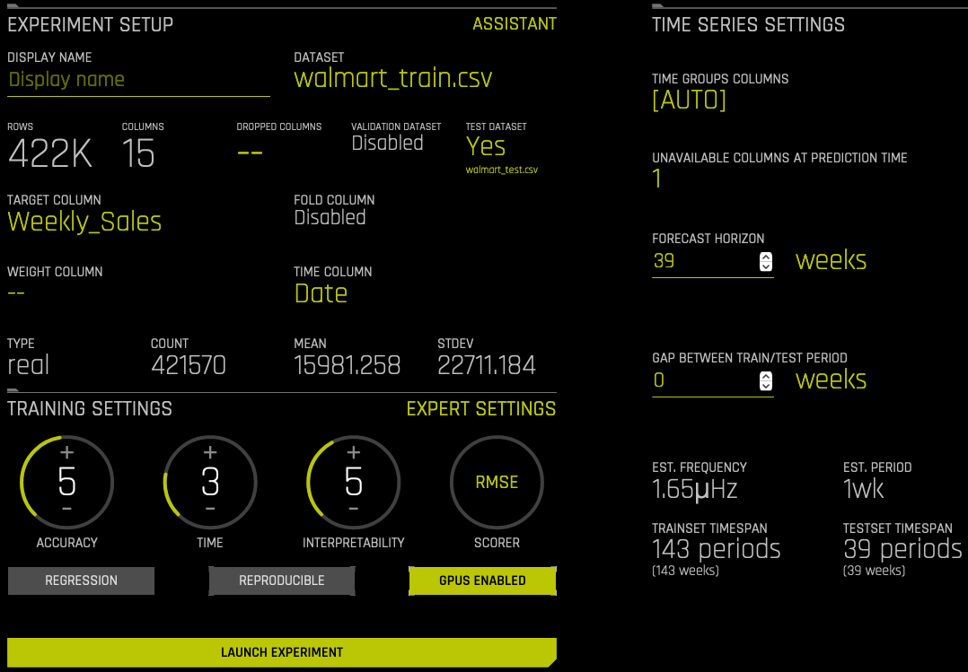 Equivalent Steps in Driverless: Launching Driverless AI Experiment