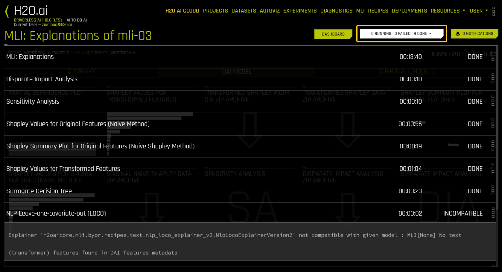 DAI Model Tab