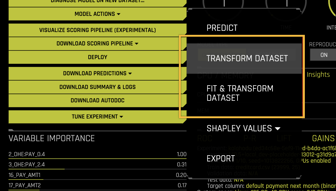 Transform datasets