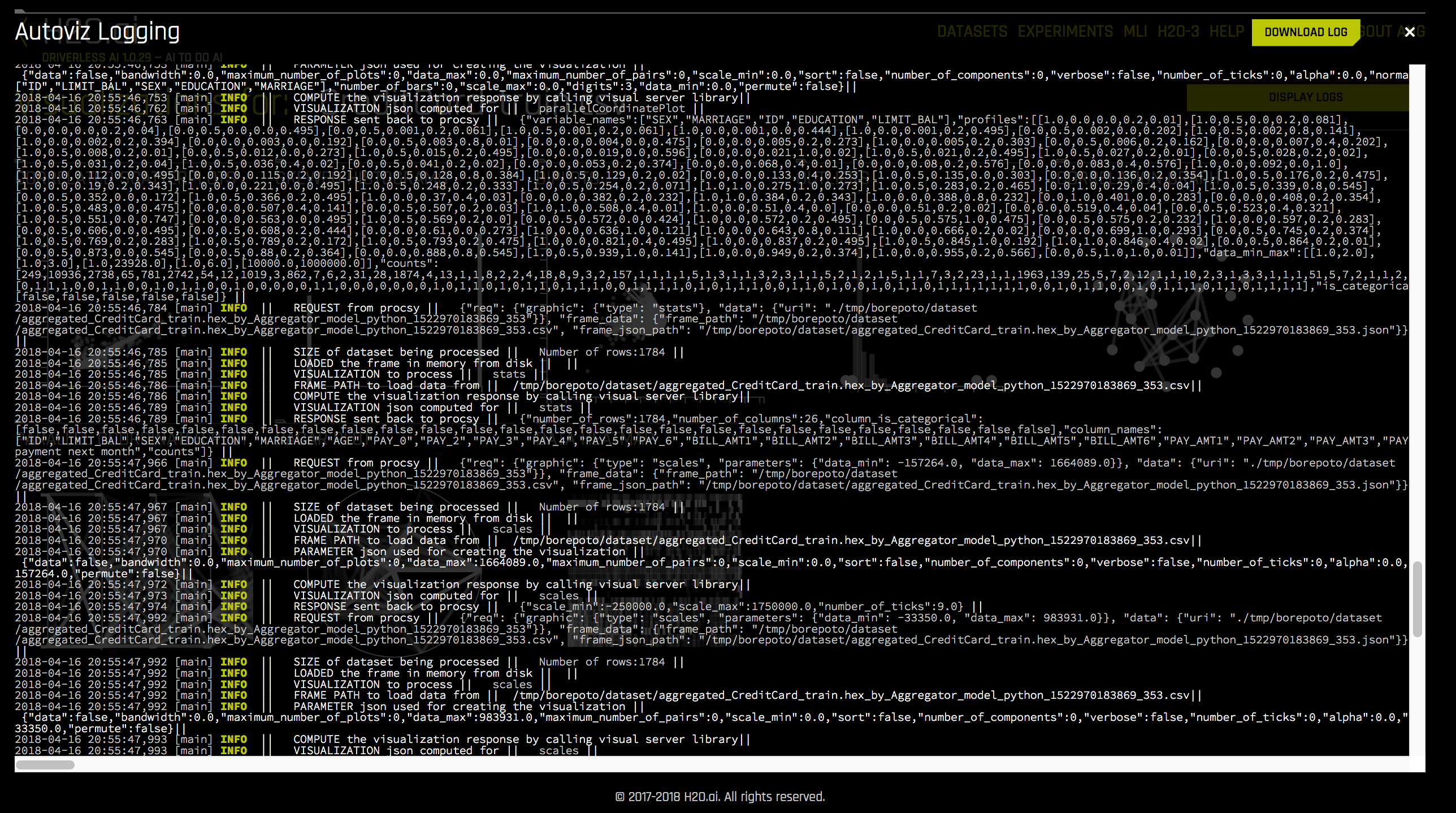 Autoviz logging