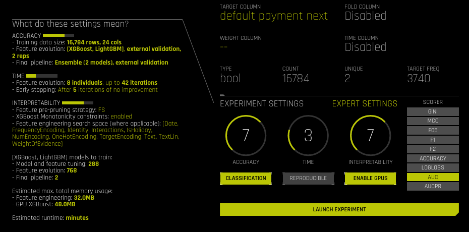 Experiment preview