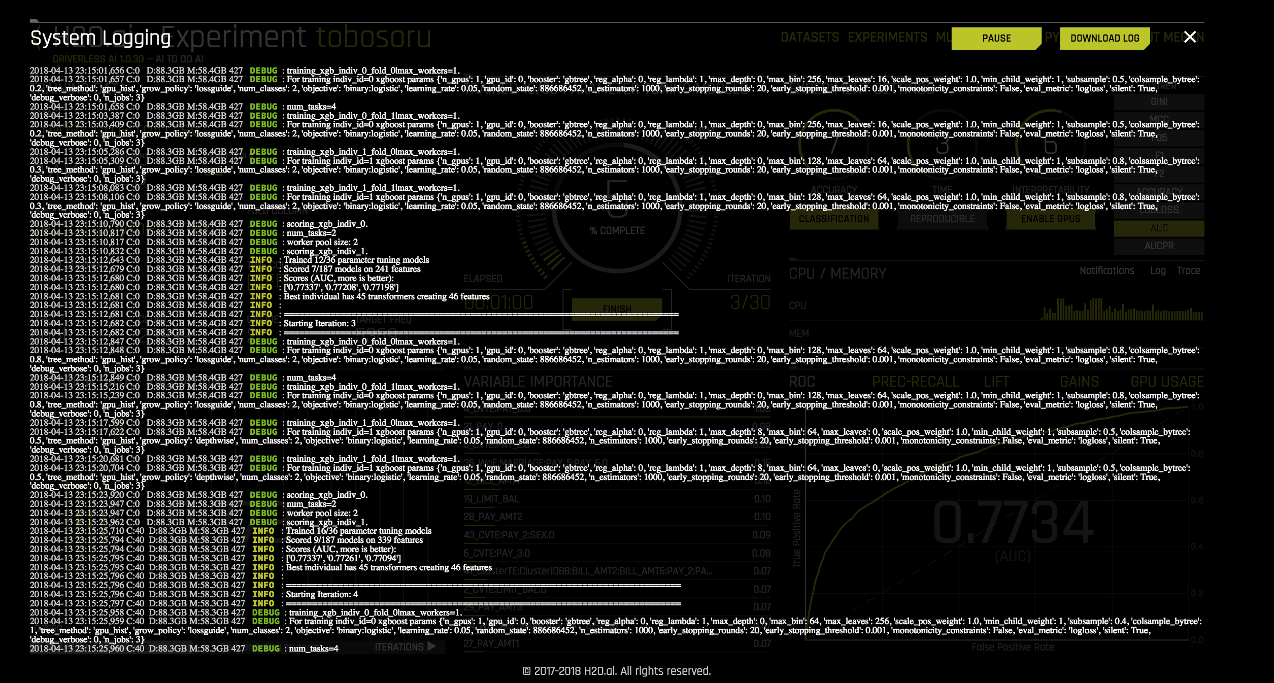 Log when experiment is running