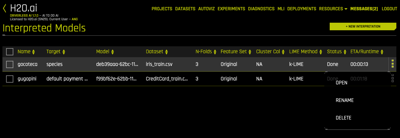 MLI page options