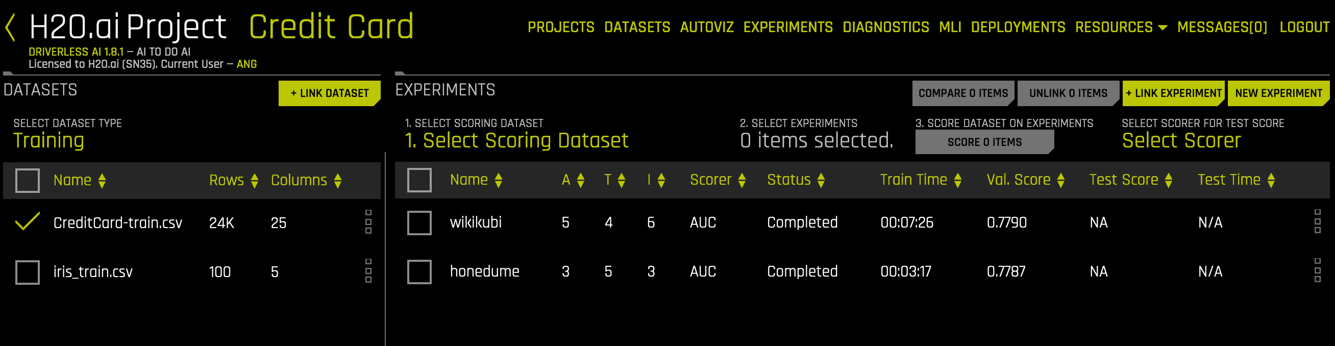 Select datasets