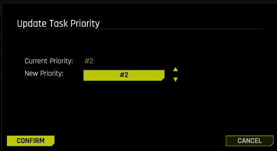 Update Task Priority dialog