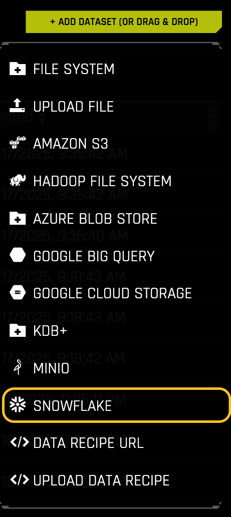 Add Snowflake dataset