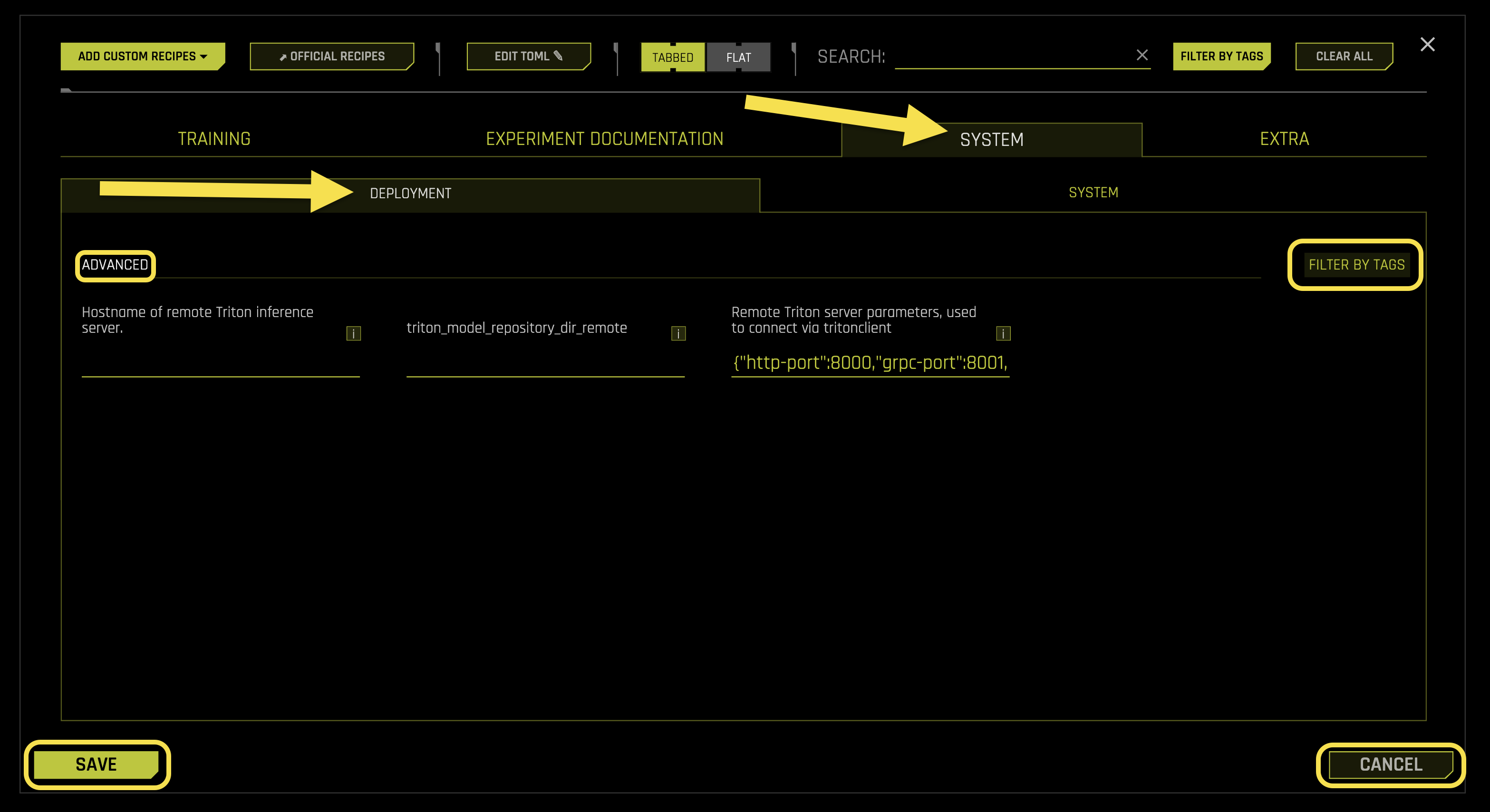 Deployment System Settings
