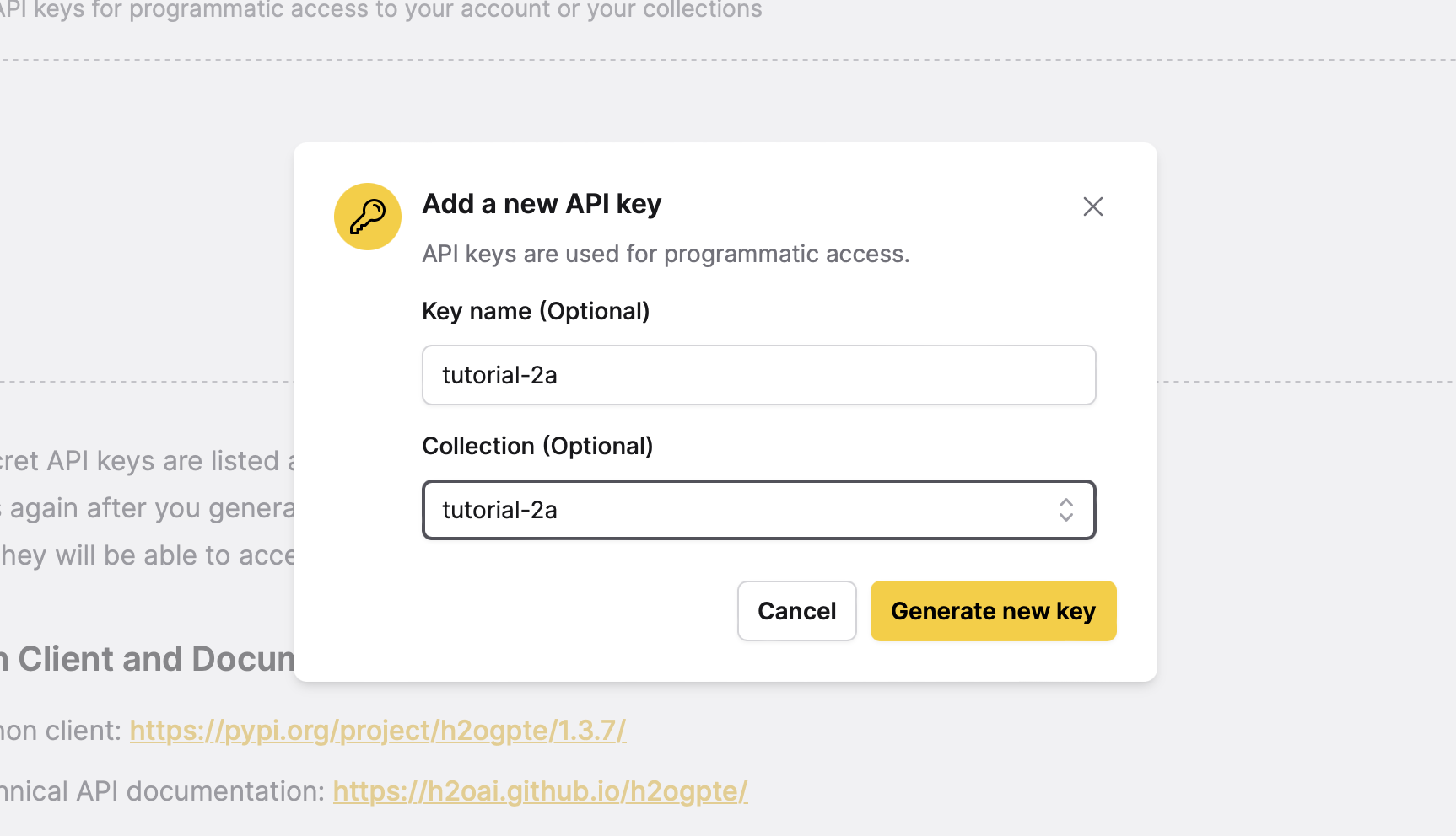 Add a new API Key