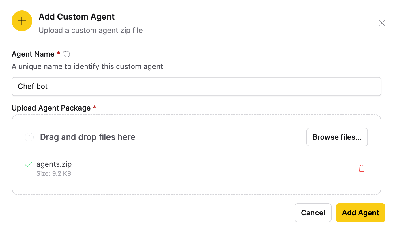 Add Custom Agent dialog box