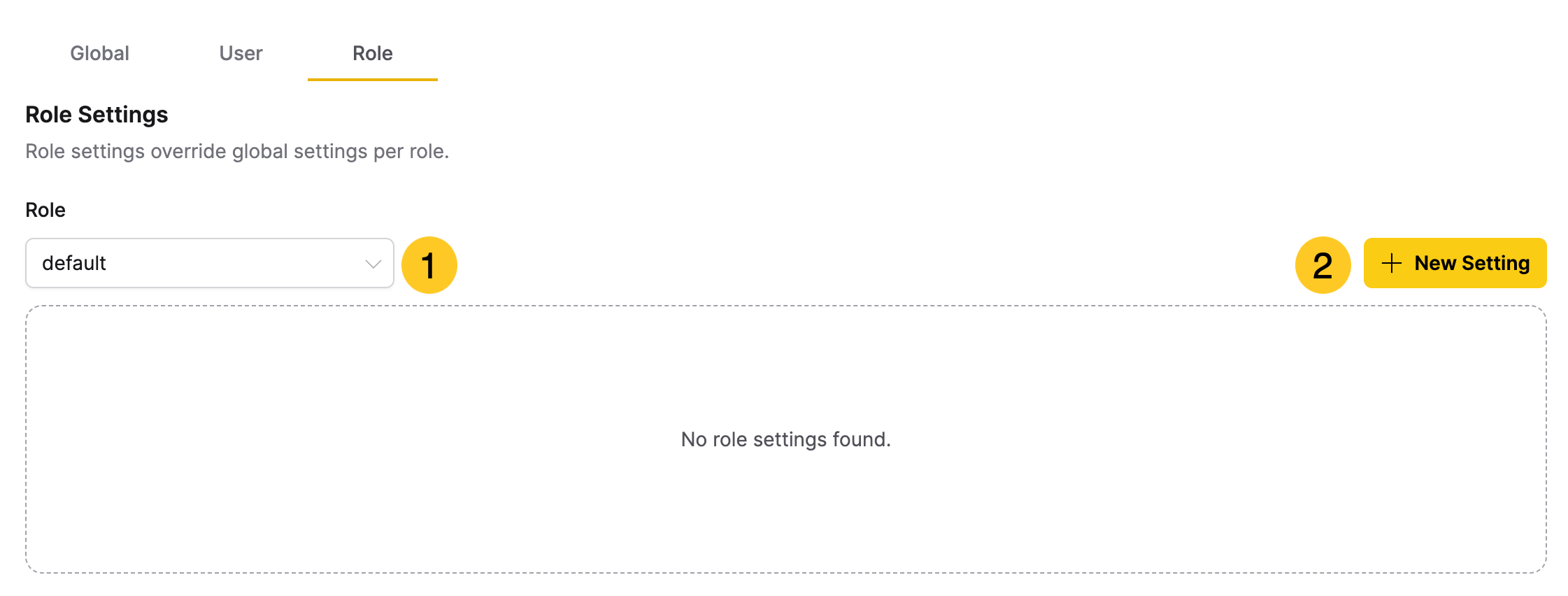 Add Role Setting dialog