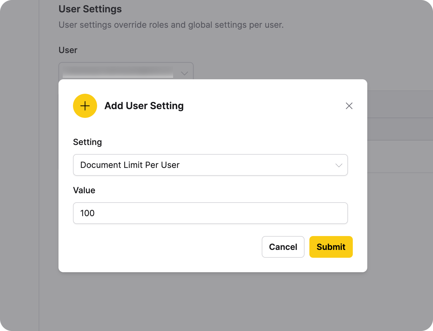 Add User Setting dialog 2