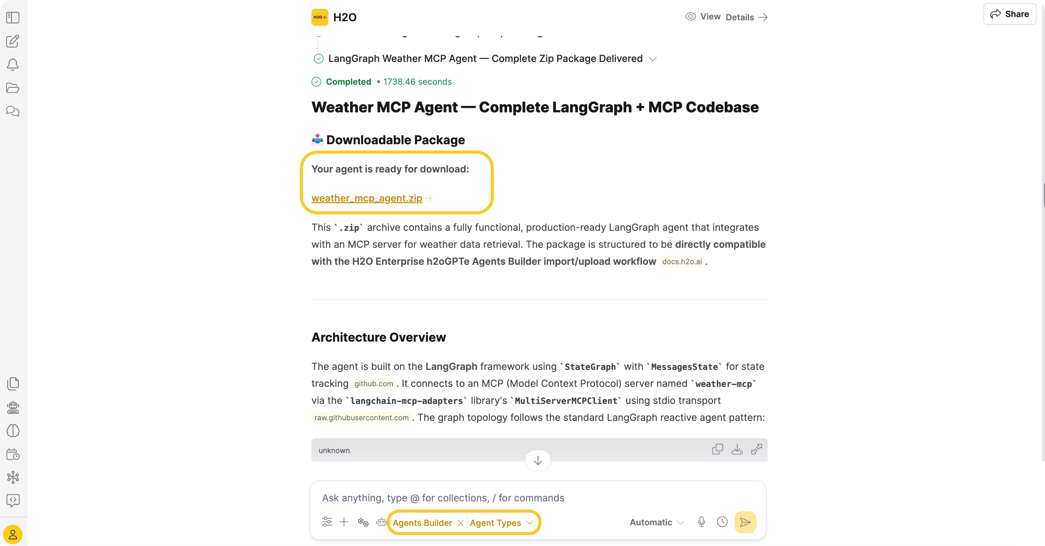 Agents Builder prompt for custom agent