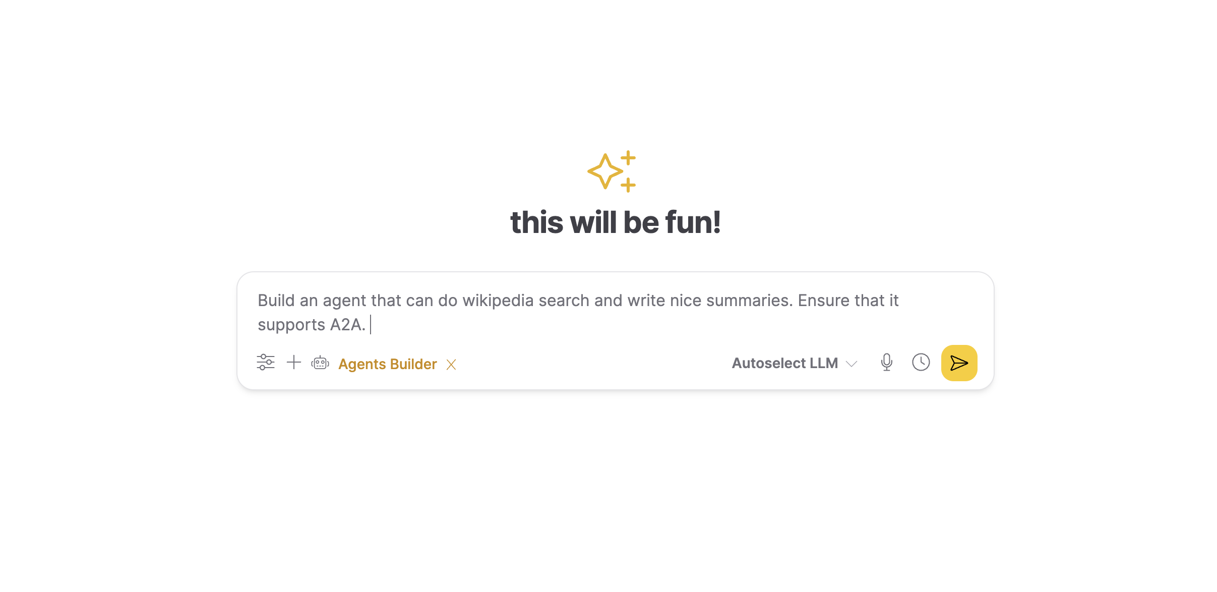 Example request for an A2A-enabled agent