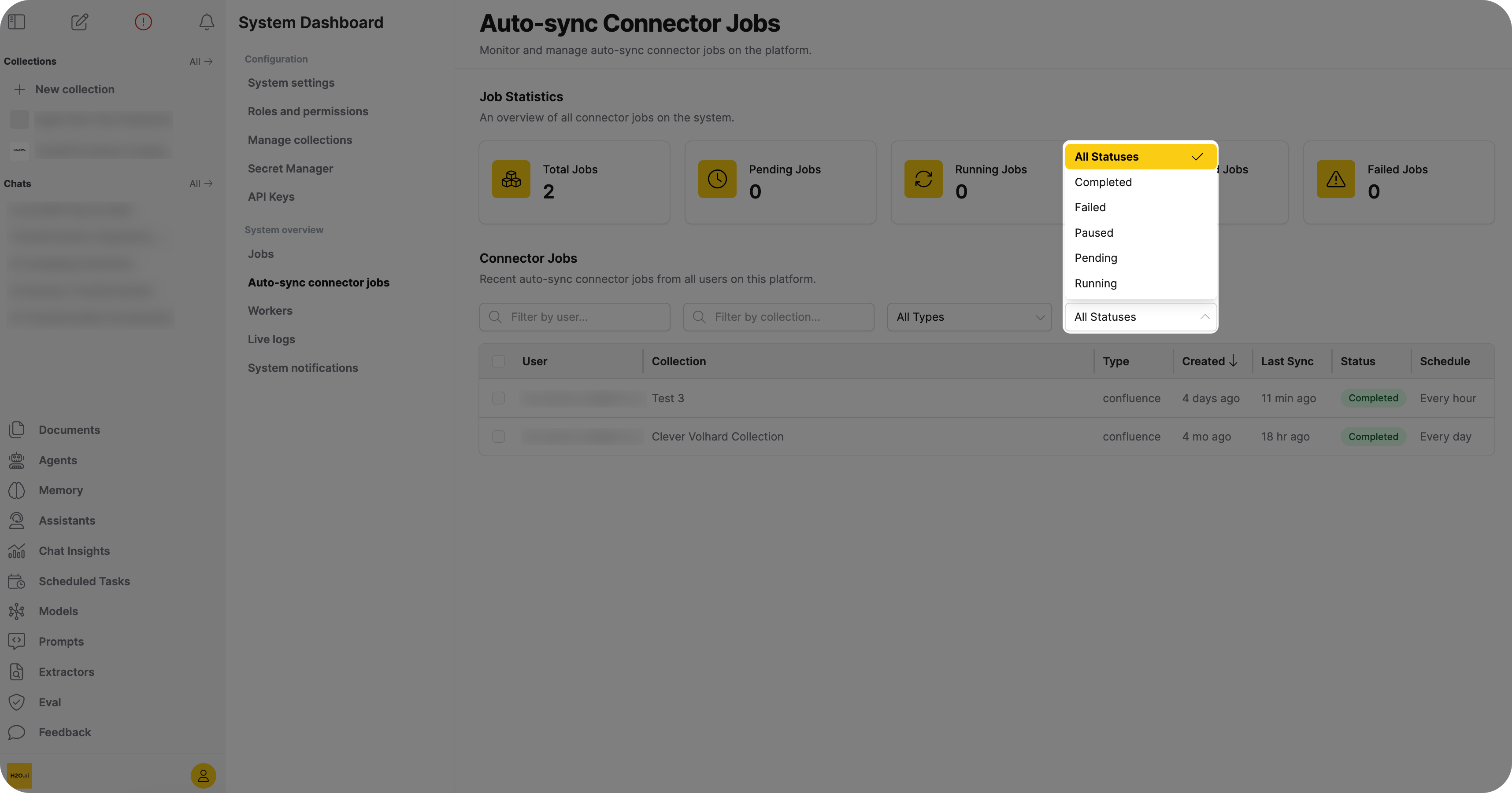 Filter controls by status
