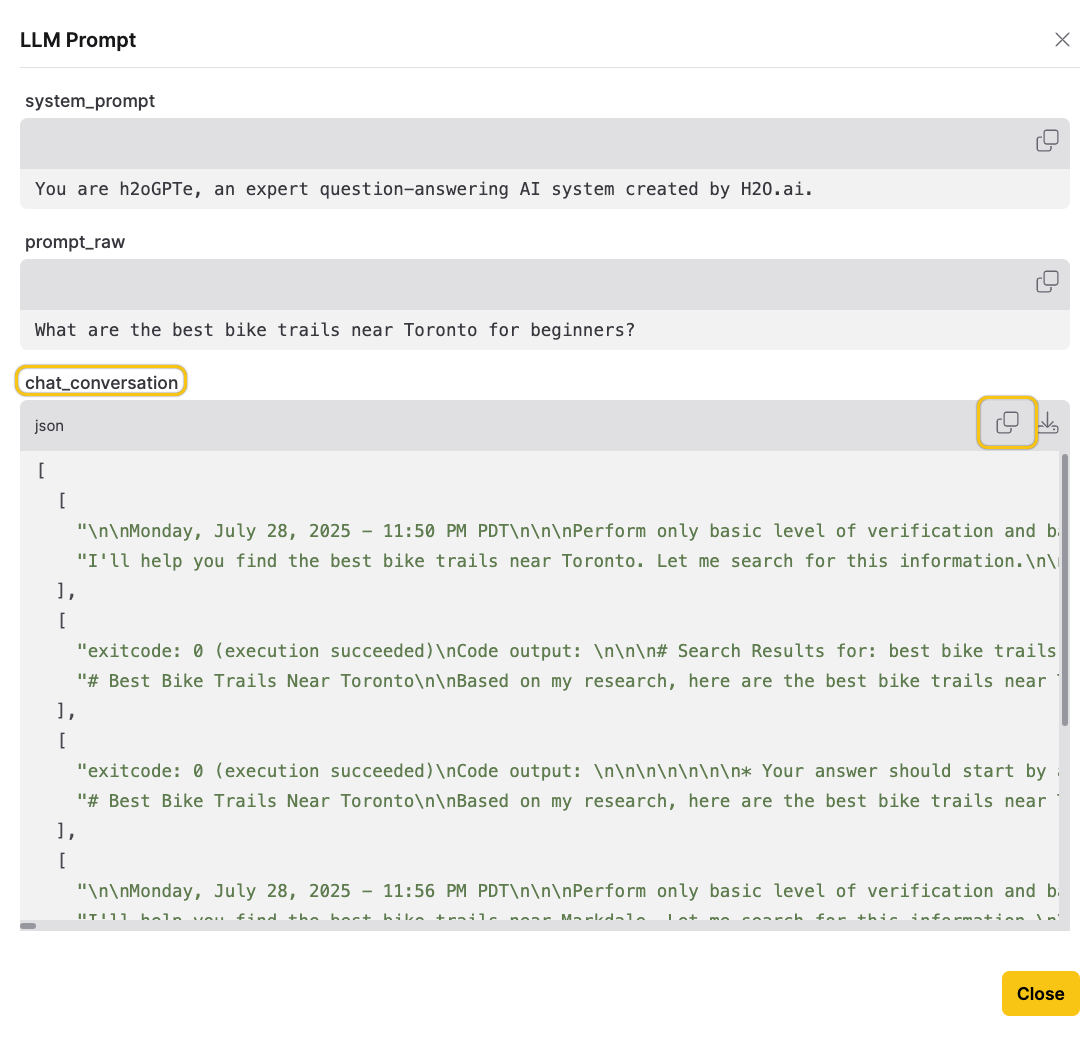 Chat conversation JSON