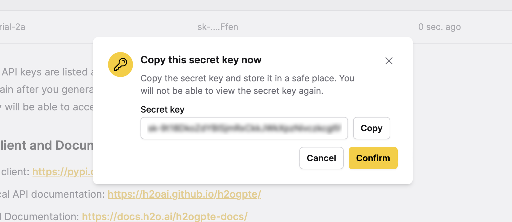 Copy secret key