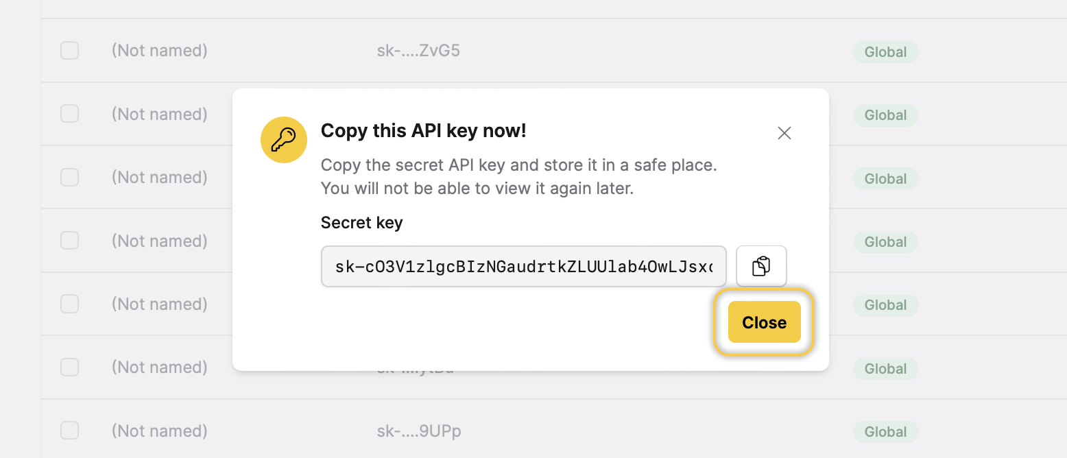 Copy secret key