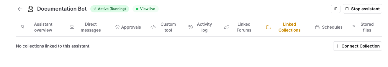 The Linked Collections tab of the detail view