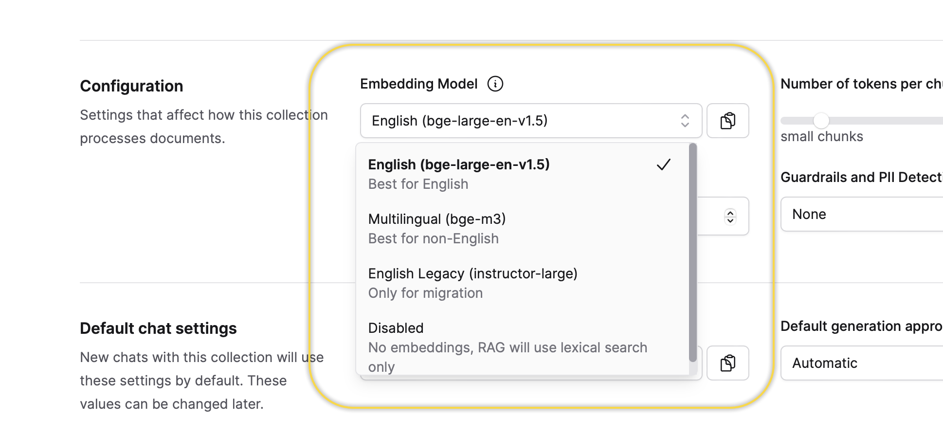 Embedding model options