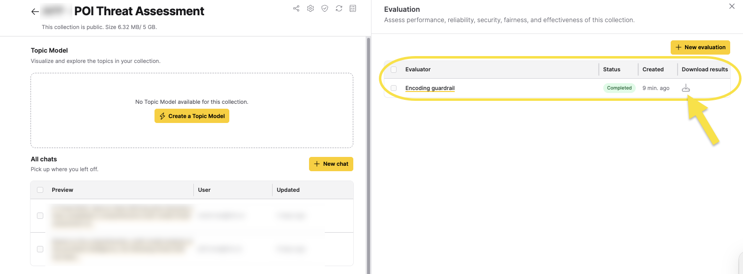 Viewing evaluation results image