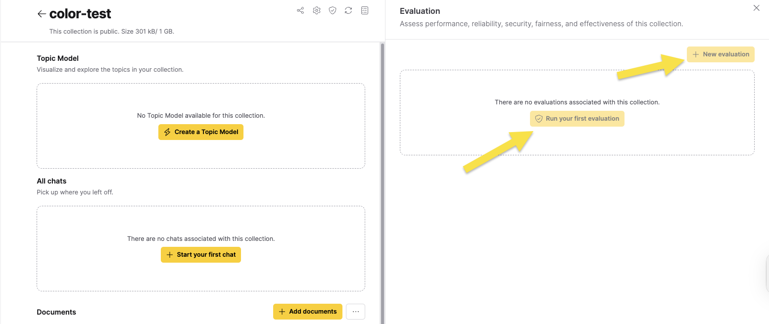 Evaluation section in collection view