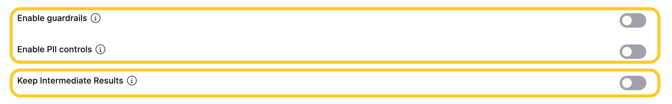 Guardrails, PII, and Advanced Settings