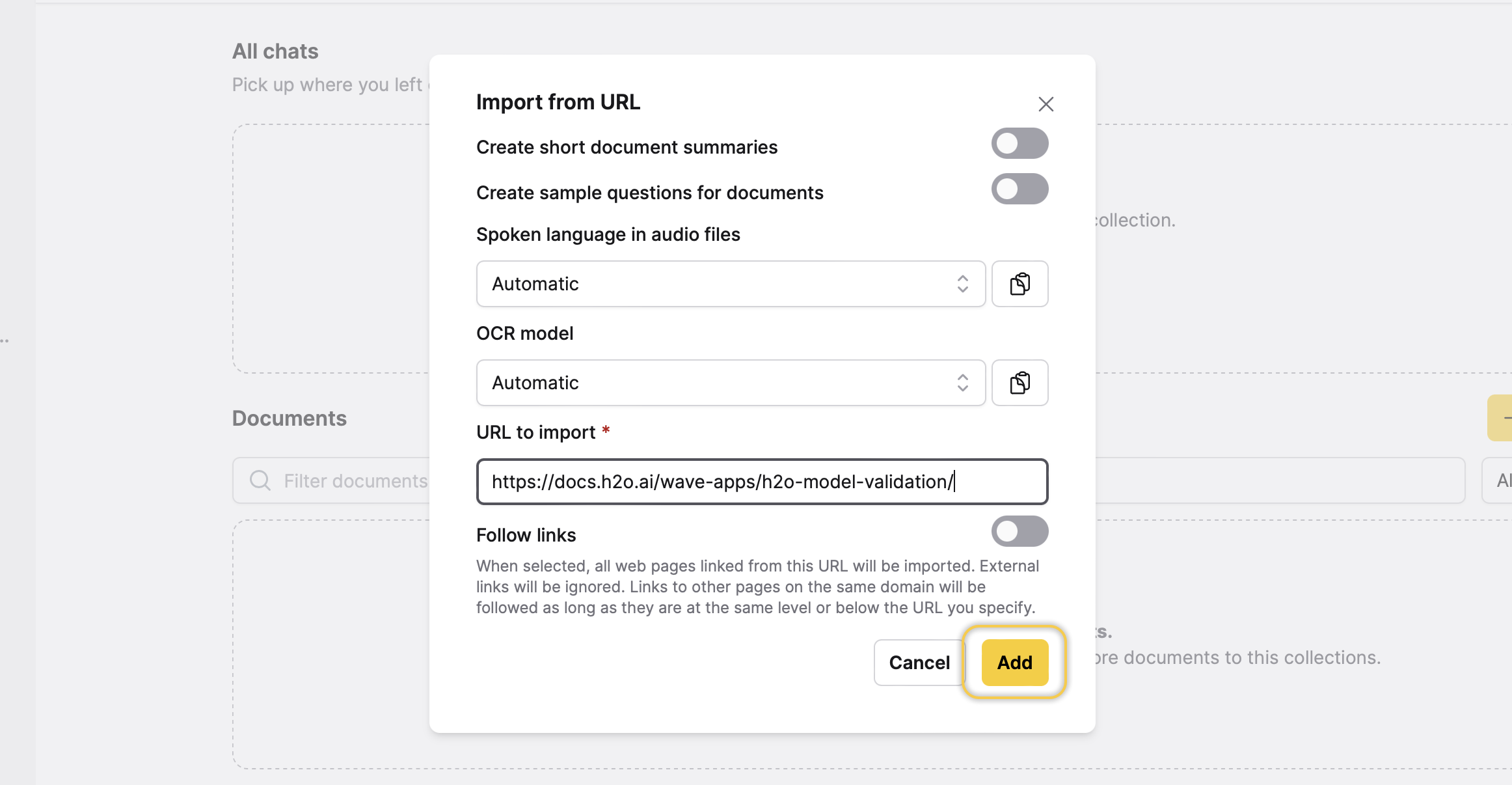 Import web pages