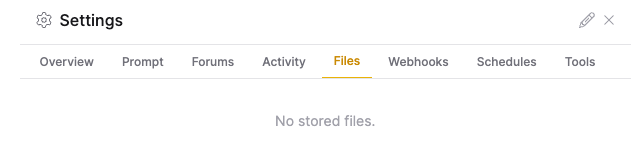 The Files tab of the live view Settings panel