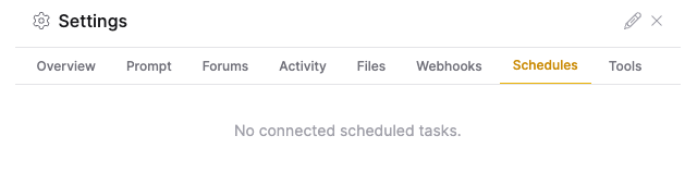 The Schedules tab of the live view Settings panel