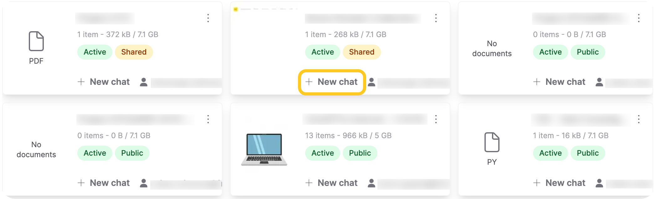 New chat from collection card