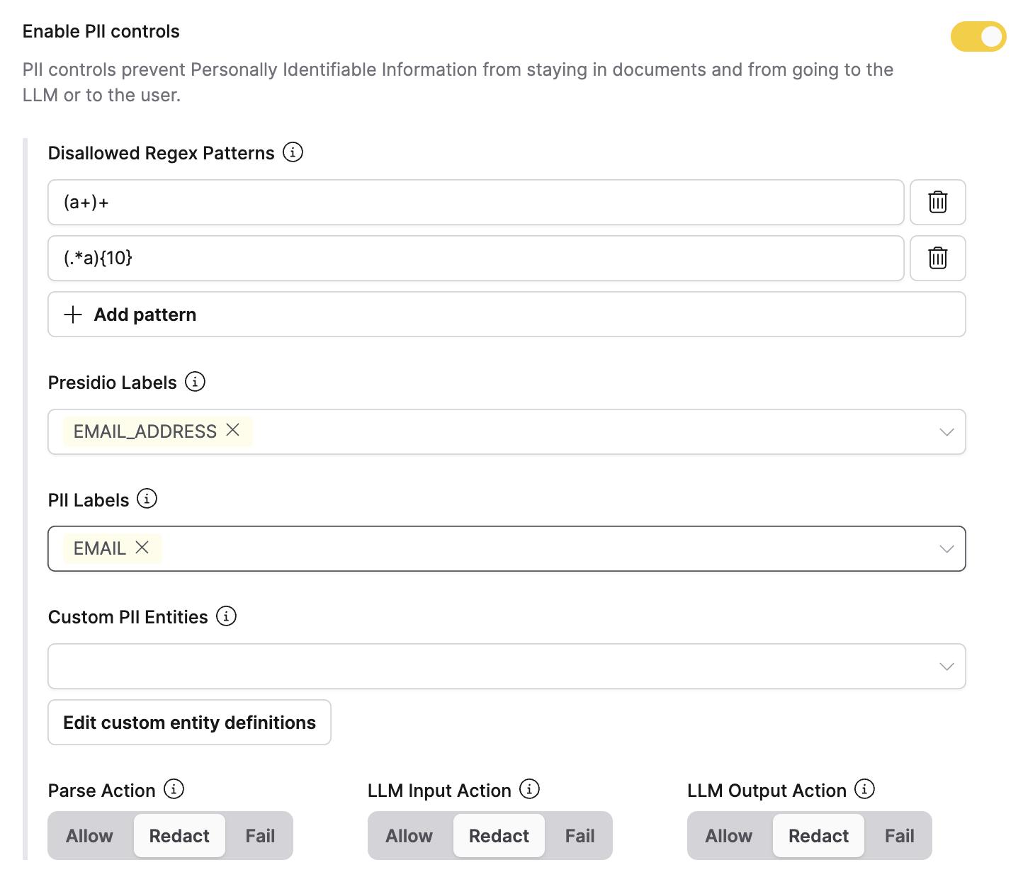 Options in the UI
