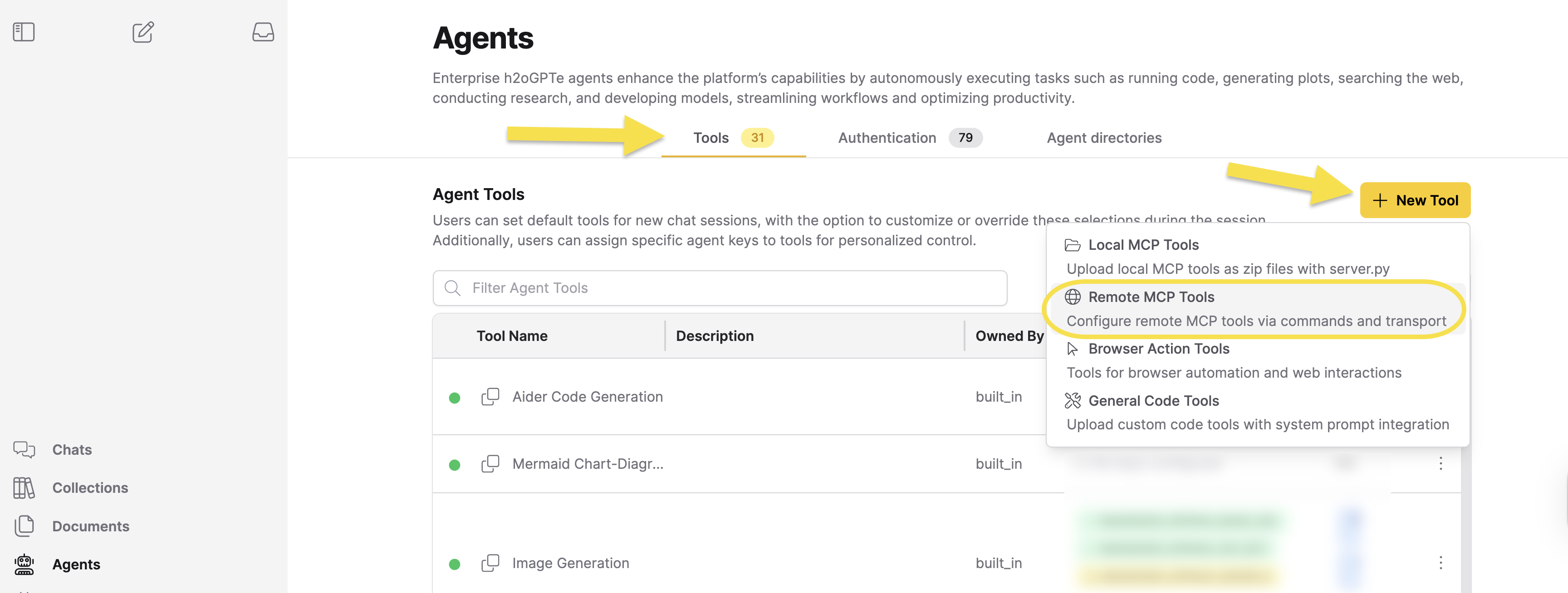 Remote MCP Tools Menu