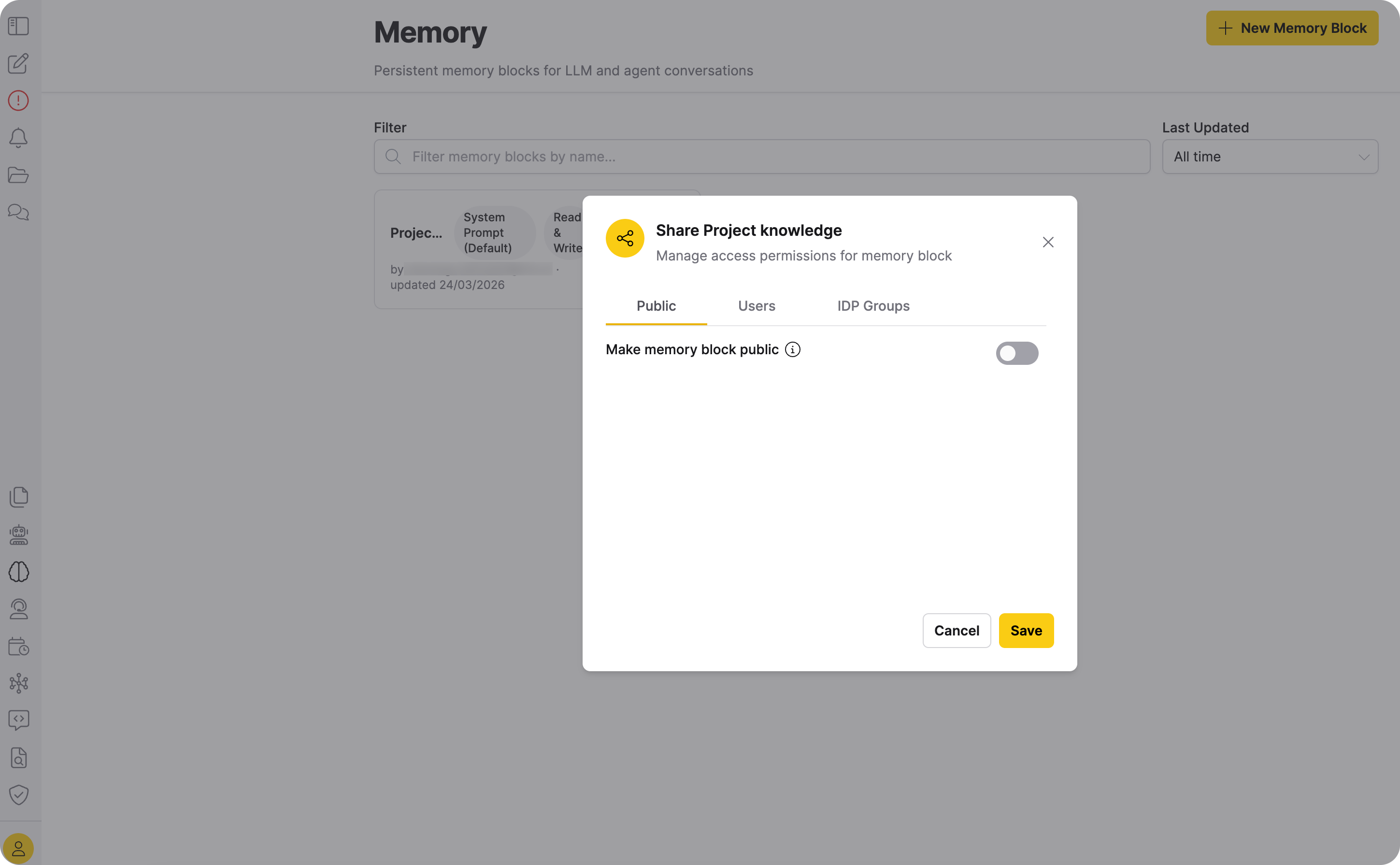 Share dialog — Public tab