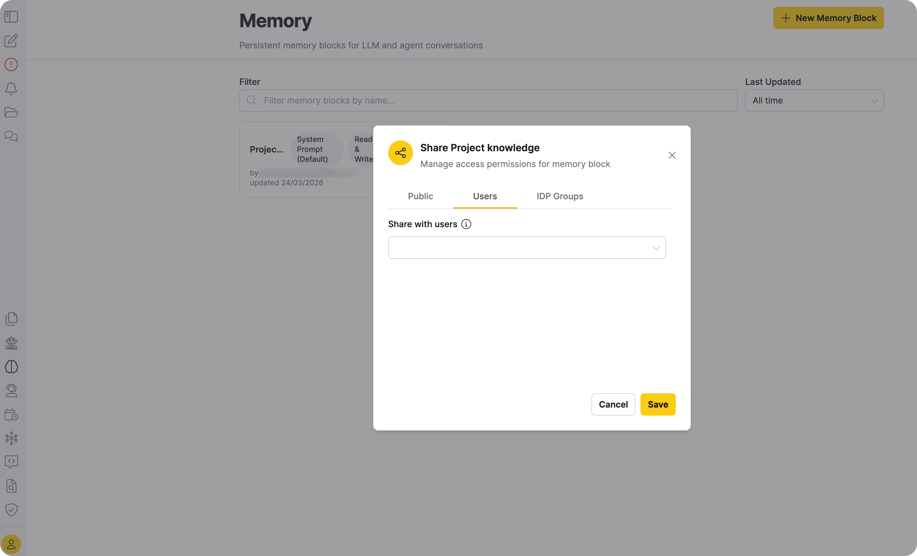 Share dialog — Users tab