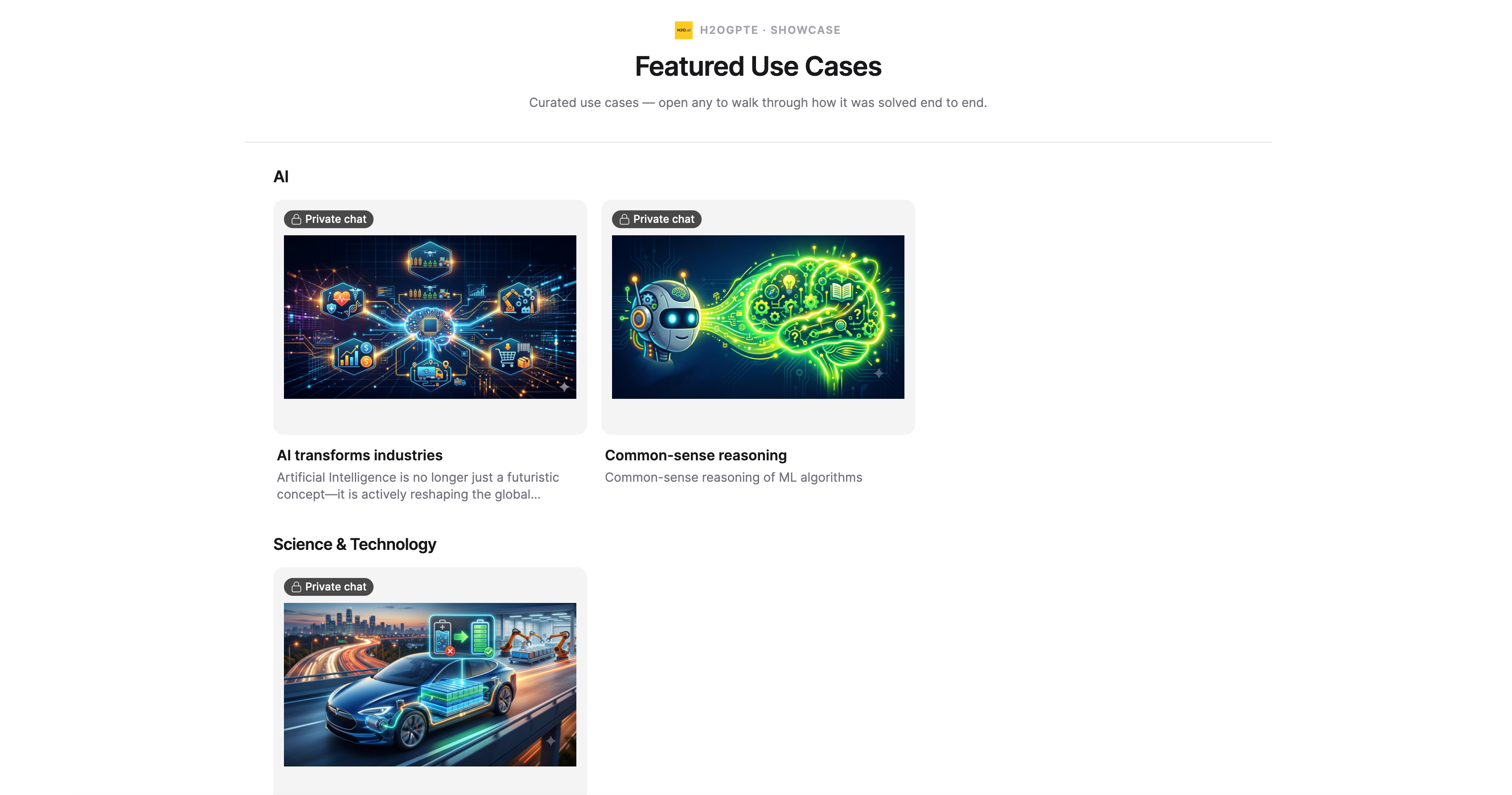 Showcase page as a viewer sees it