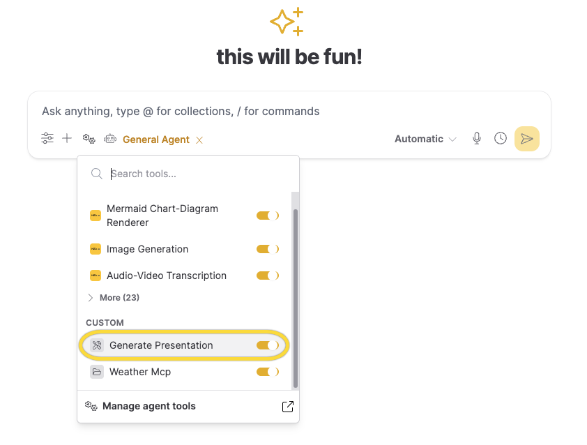 Tool listed in the Config panel Tools section