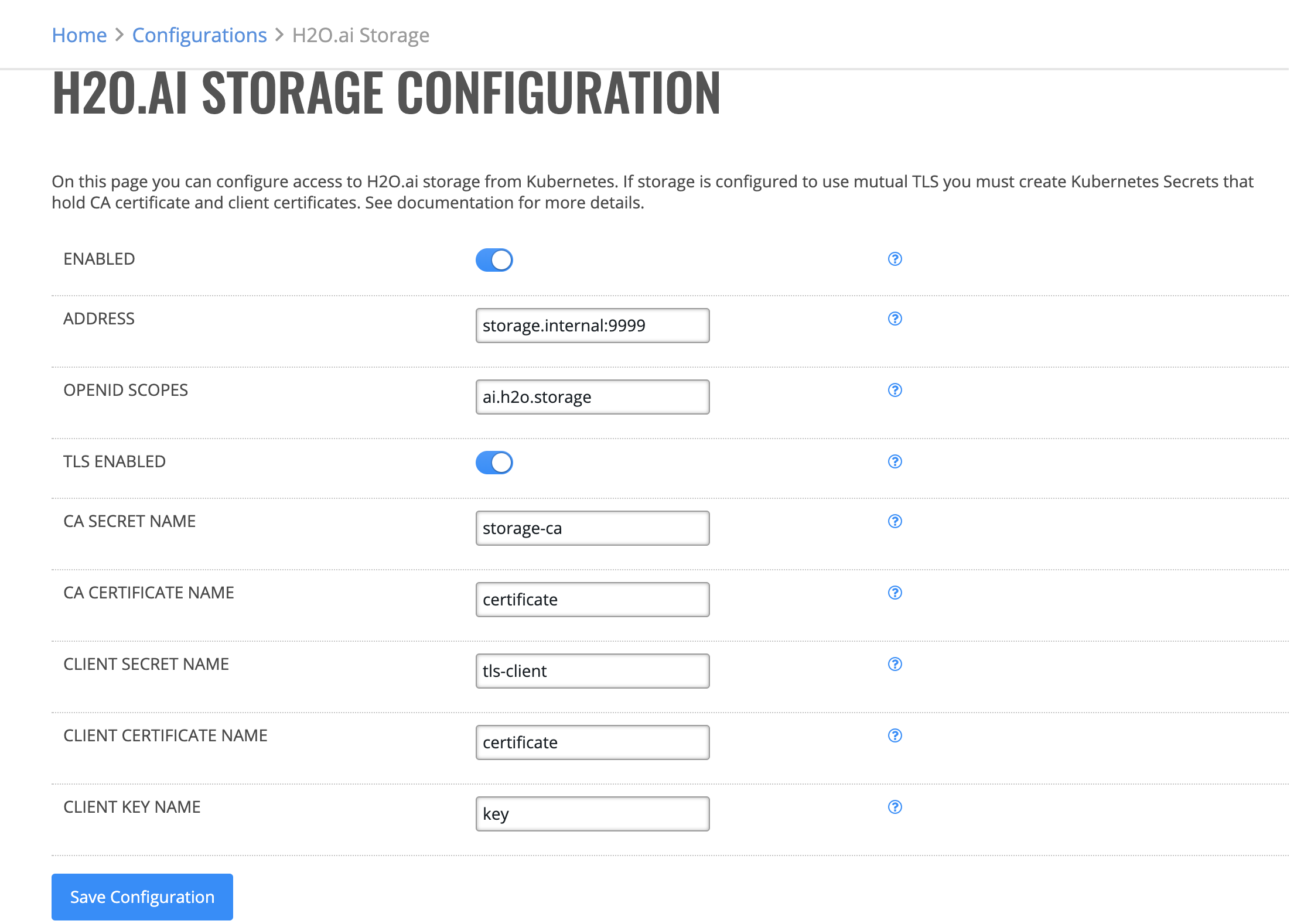 Kubernetes H2O.ai Storage Configuration