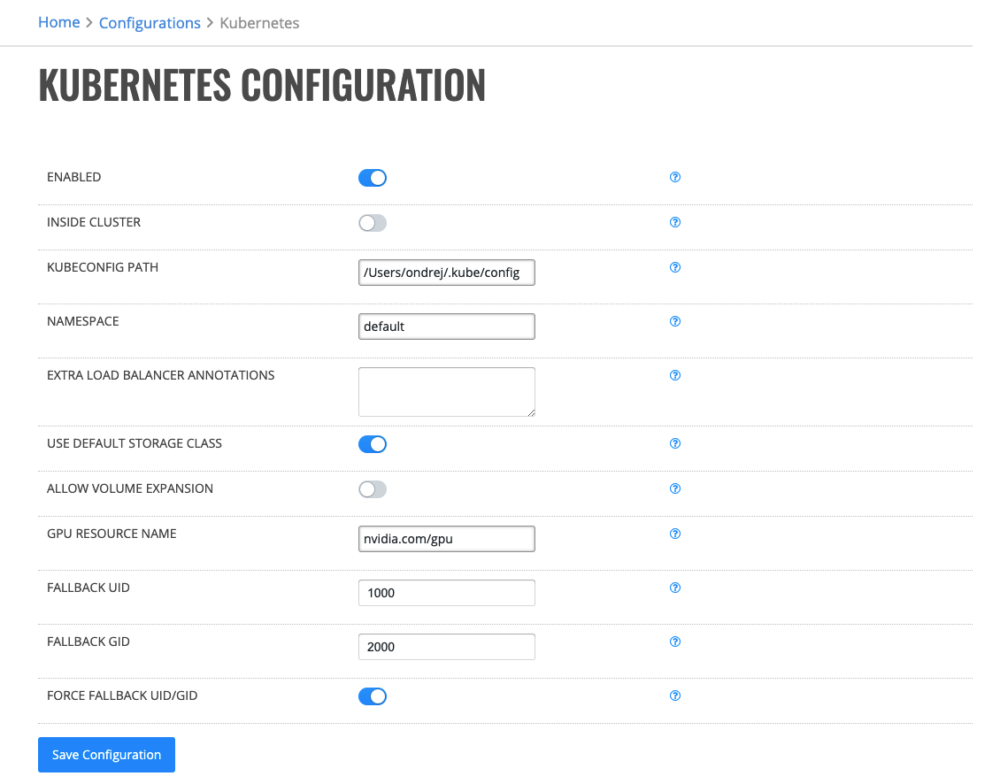 Kubernetes Configuration path