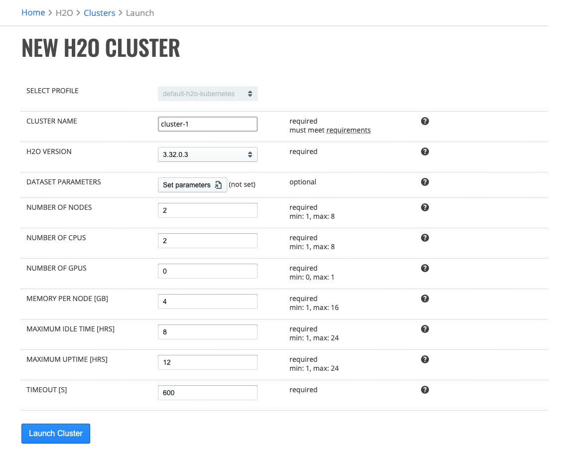 Launch new cluster