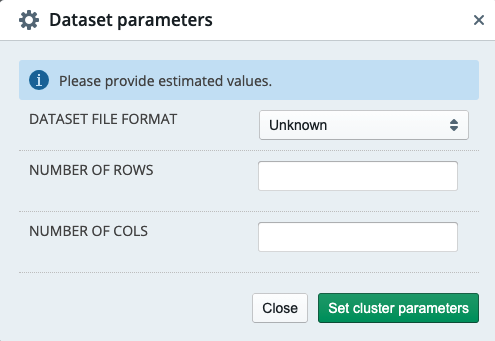 Set dataset parameters