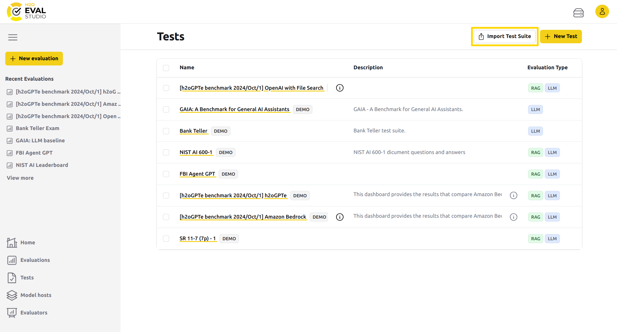 Import Test Suite