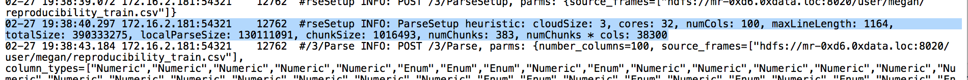 ParseSetup heuristic line in the H2O logs