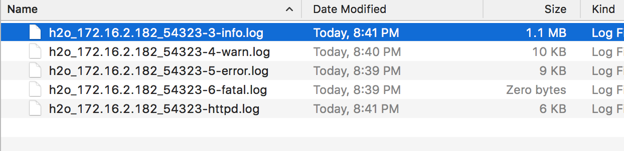 Info logs from a single node