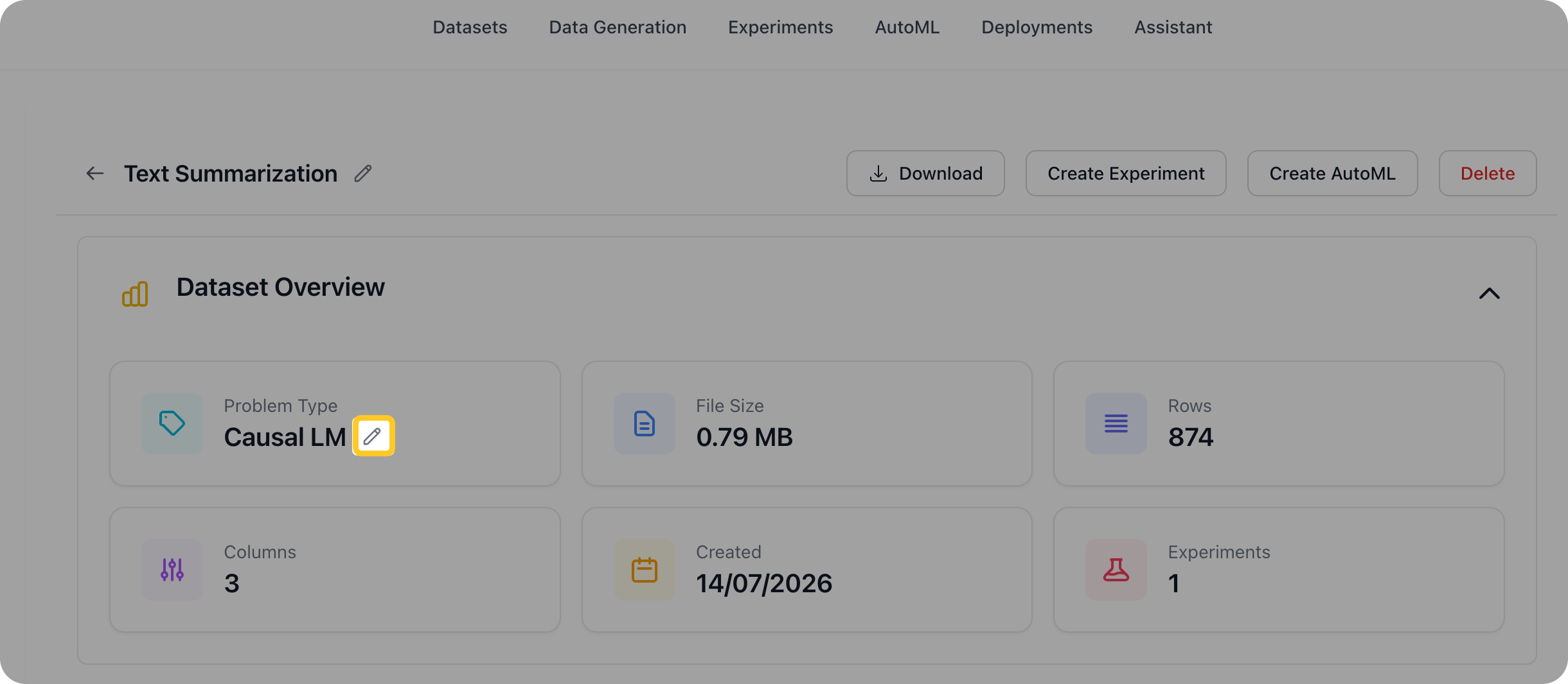 Edit icon next to the Problem Type field