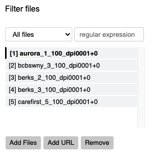File filters you can apply to your images in Page View. Located in the top left box.