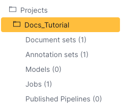 Left Navigation Bar with Project name &quot;Docs_Tutorial&quot; highlighted.
