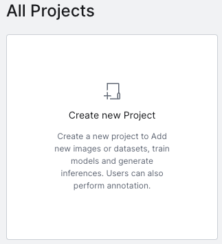 Create a new Project button